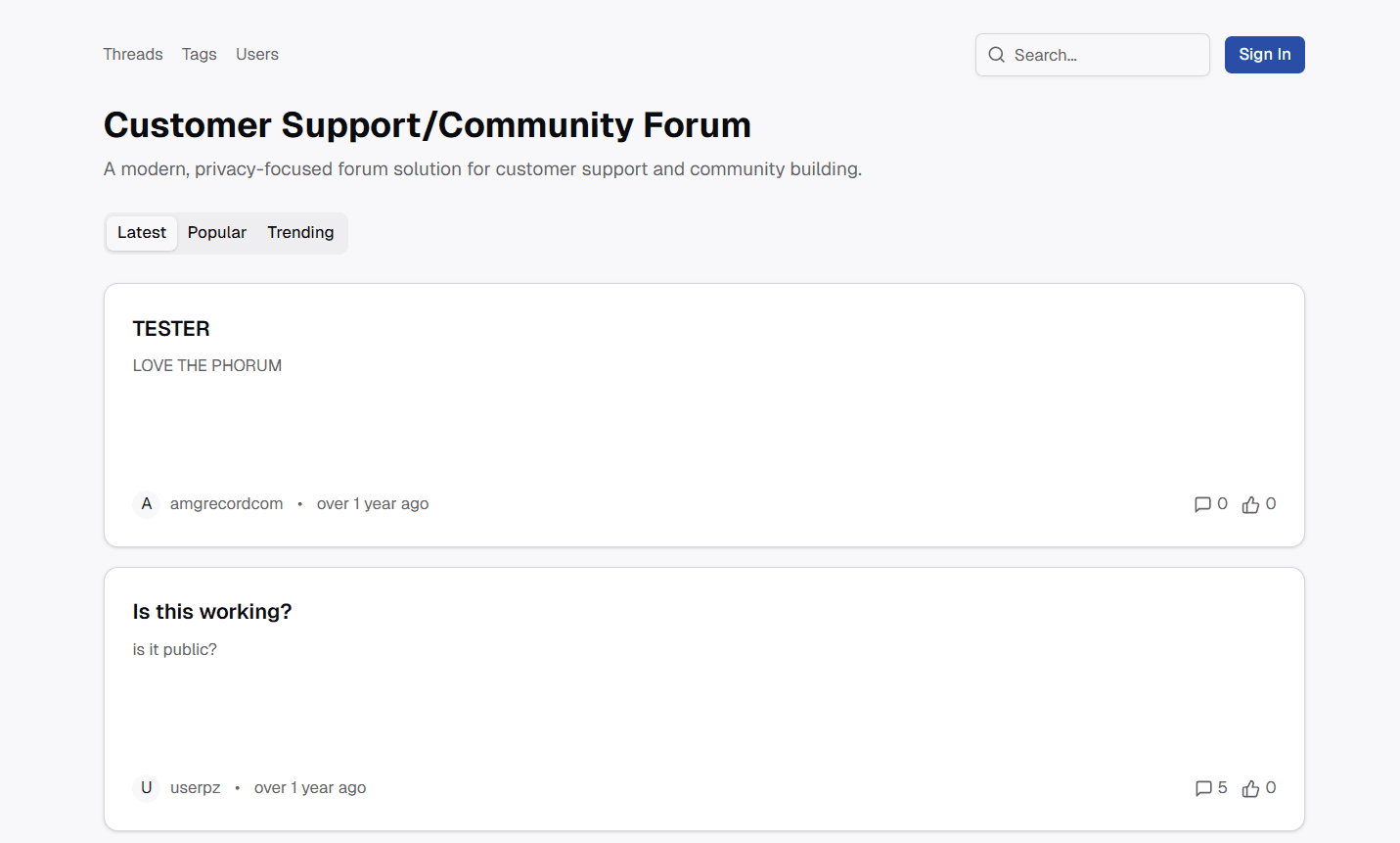 Customer Support Forum Preview