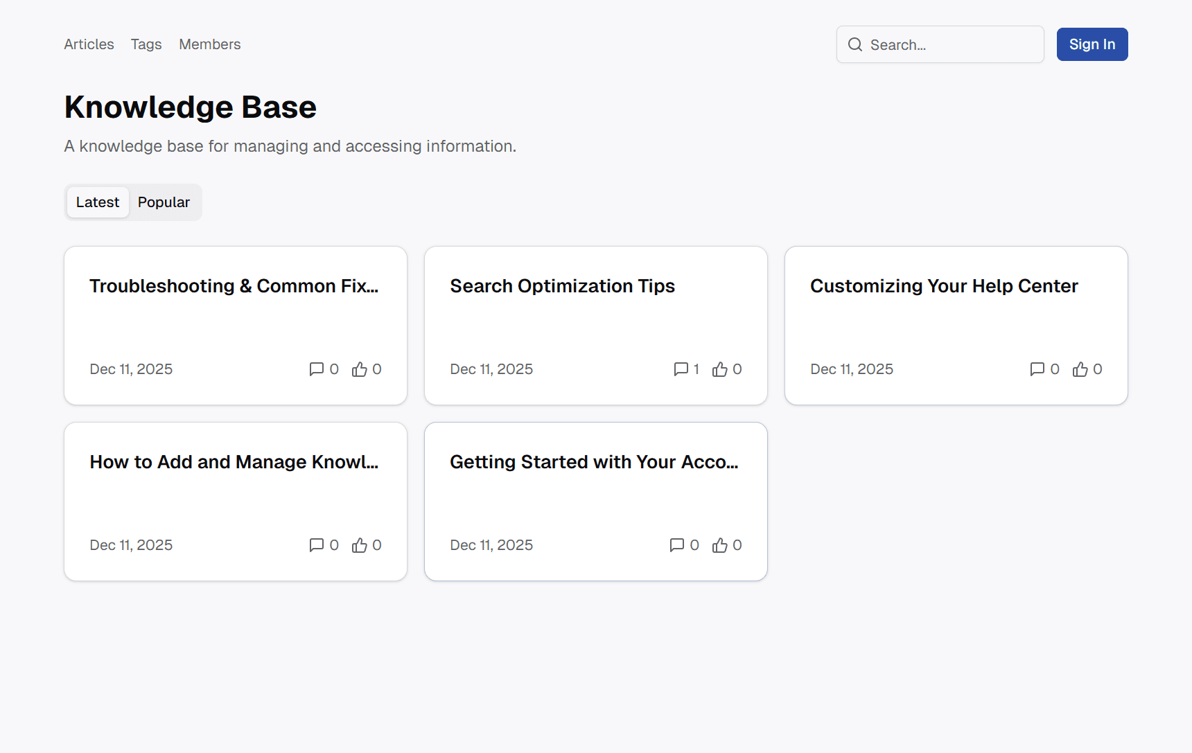 Knowledge Base Preview